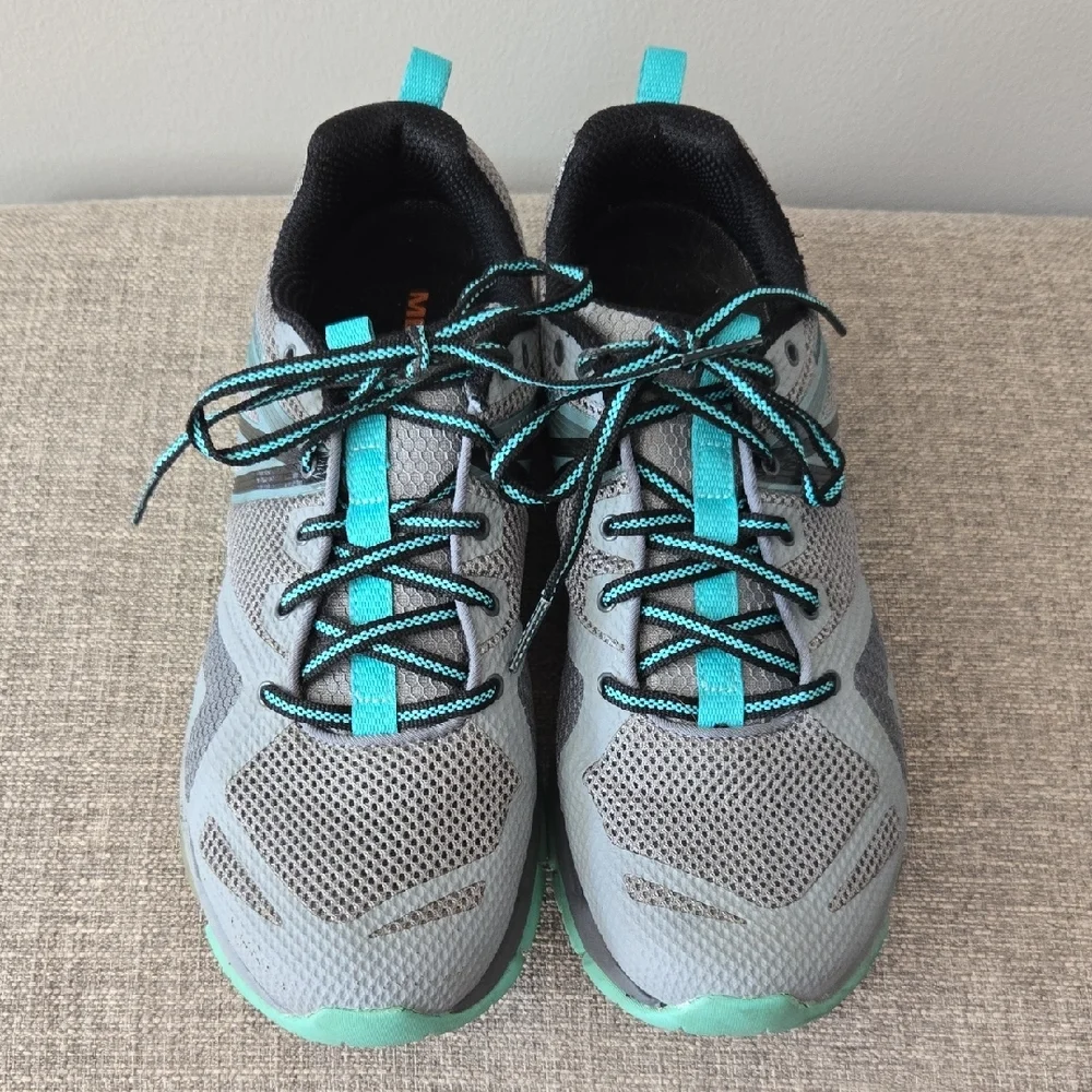 Merrell MQM Flex Women's Size 10 Gray/Teal Hiking Outdoor Athletic Lace-up Shoes